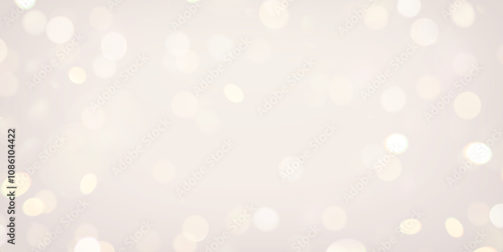 Blurred bokeh light background in soft white and gold tone. Vector illustration