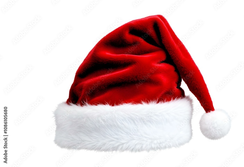 Photo of a red Christmas Santa Claus hat isolated on transparent background. Photo of a red Christmas Santa Claus hat isolated on transparent background.