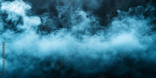 A Close-Up View of Swirling Blue Smoke Against a Dark Background Creating an Ethereal Atmosphere, Ideal for Use in Artistic or Atmospheric Designs