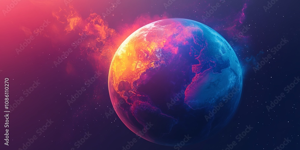 A Vibrant View of the Earth From Space Showcasing Colorful Clouds in the Atmosphere Against a Dark Cosmic Background During Twilight Hours A Vibrant View of the Earth From Space Showcasing Colorful Clouds in the Atmosphere Against a Dark Cosmic Background During Twilight Hours