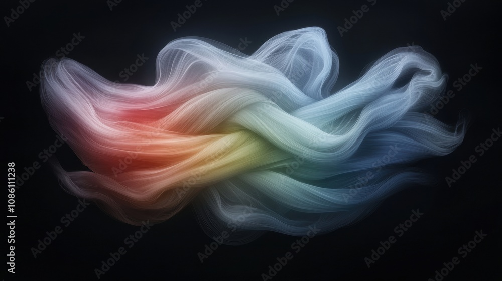 Fototapeta premium A colorful, long, curly hair with a rainbow pattern