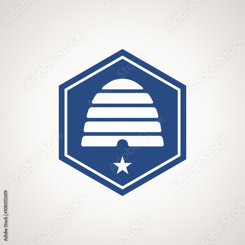 Hexagon with beehive - symbol from the flag of Utah