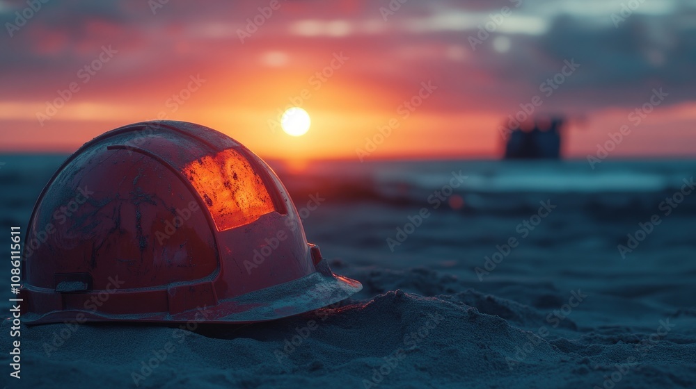 An orange construction helmet against a warm sunset backdrop, symbolizing progress.
An orange construction helmet against a warm sunset backdrop, symbolizing progress.