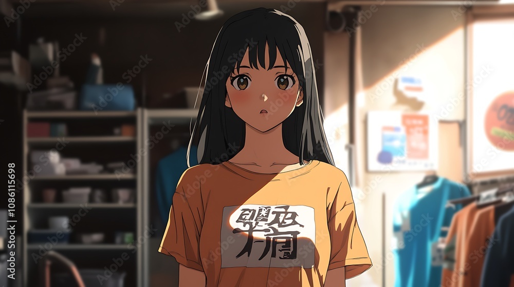 Anime girl in a shop Anime girl in a shop