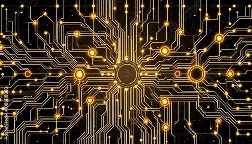 Intricate Art Deco Circuit Board Design for Electronics Projects