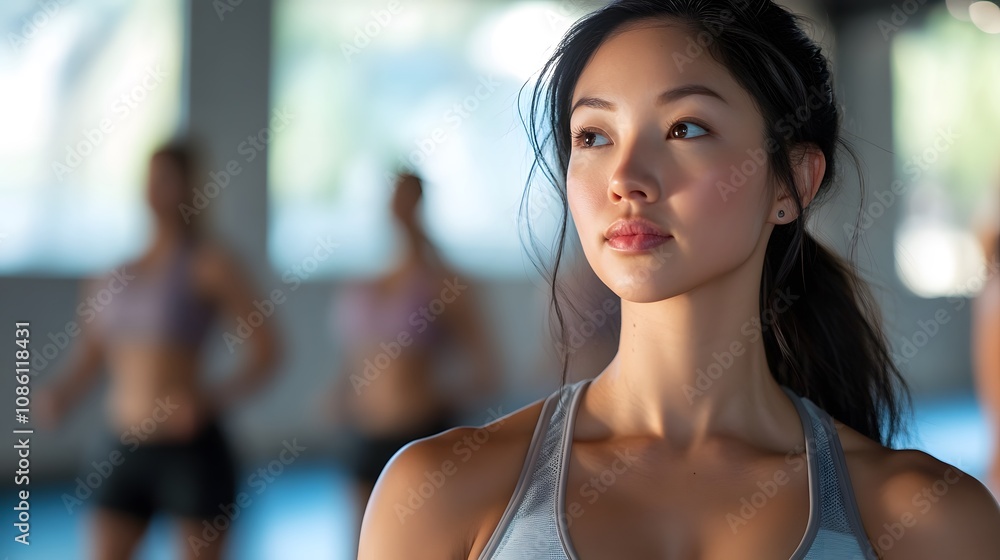 Asian woman in a sporty tank top Asian woman in a sporty tank top