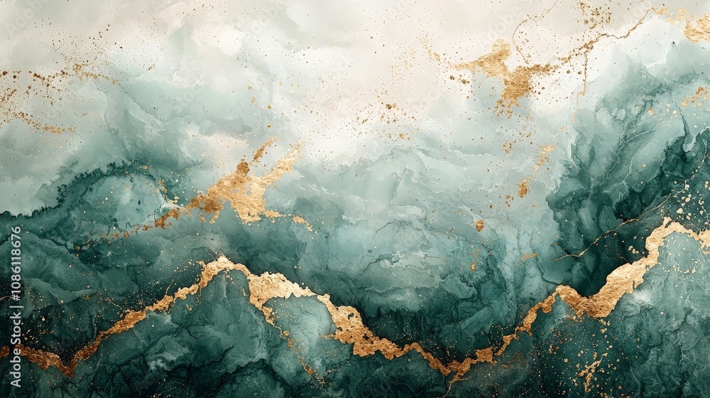 Abstract artwork featuring teal and gold hues, evoking fluidity and elegance. Abstract artwork featuring teal and gold hues, evoking fluidity and elegance.