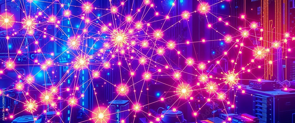 Vibrant Cityscape at Night with Falling Stars and Engaged Crowd Vibrant Cityscape at Night with Falling Stars and Engaged Crowd