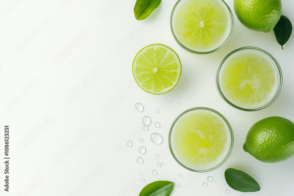 Lime Juice on White Background Lime Juice on White Background
