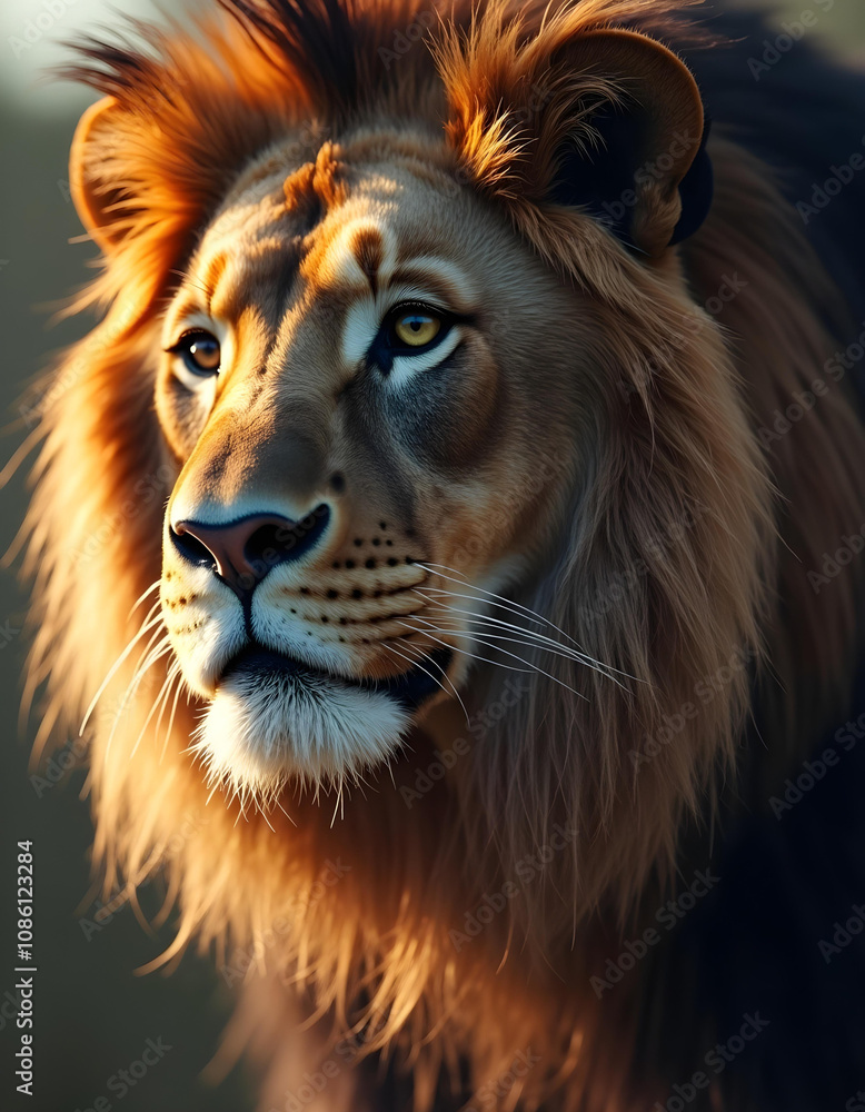 Fototapeta premium Lion in the habituate closeup and Dramatic different angles