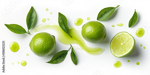 Lime Juice on White Background	