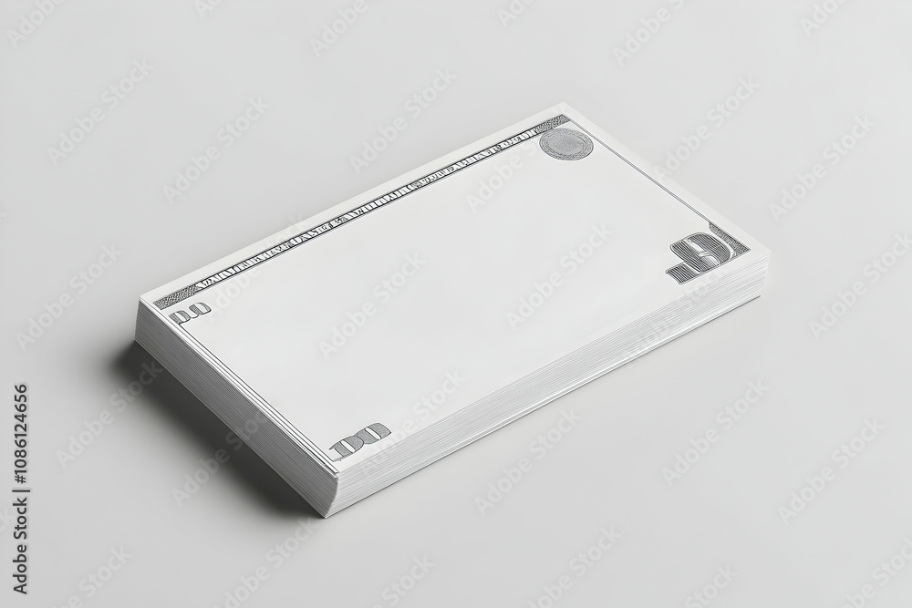 blank white banknote mockup side view isolated on a plain background for financial or creative design templates . illustration blank white banknote mockup side view isolated on a plain background for financial or creative design templates . illustration