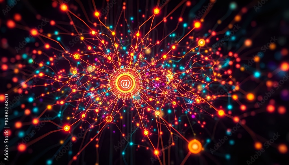 Fototapeta premium Cyberpunk Data Visualization - Neon Explosion in Abstract Style