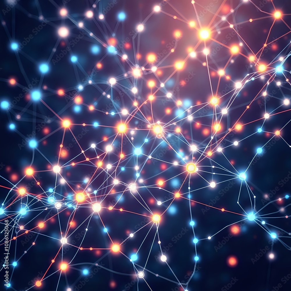 Obraz premium Neural Network Web Abstract Art for Tech Projects & Designs