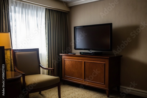 Hotel Room with TV and Chair