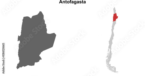 Antofagasta region blank outline map set