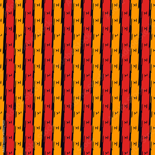 Brush lines seamless pattern. Freehand repeated stripes print. Hand drawn linear background. Simple geometric motif. Ethnic digital paper. Striped textile print. Trendy web design. Vector artwork.