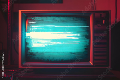 Wallpaper Mural vintage tv with a glitchy no-signal screen, retro aesthetic . illustration Torontodigital.ca