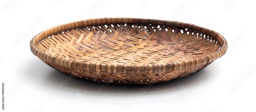 Bamboo Wicker Plate Isolated On White Background Bamboo Wicker Plate Isolated On White Background