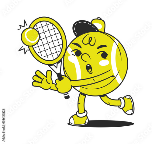 Tennis ball character playing game