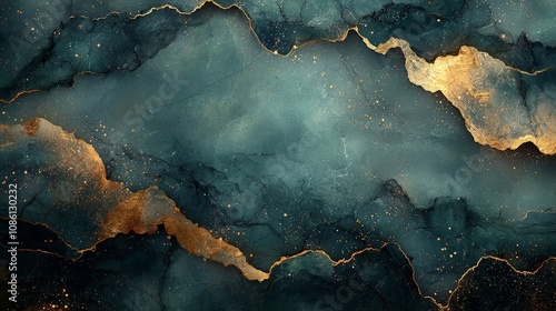 Abstract design featuring dark teal and gold textures, ideal for backgrounds or wallpapers.