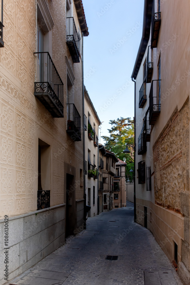Calles de la ciudad de Segovia en Castilla y León, España Calles de la ciudad de Segovia en Castilla y León, España