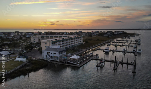 aerial view of the marina