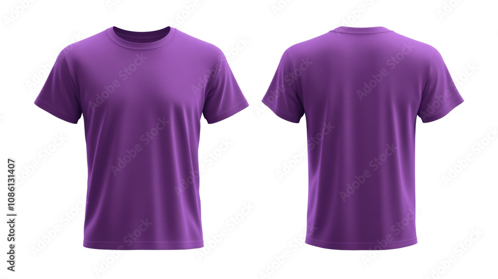 Purple classic t-shirt front and back transparent background Purple classic t-shirt front and back transparent background