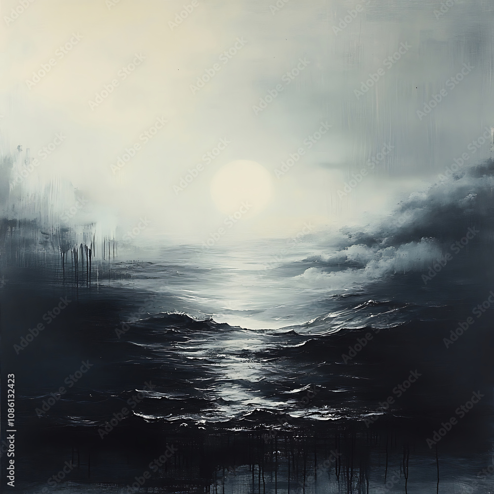 Fototapeta premium Serene Ocean Horizon at Dusk