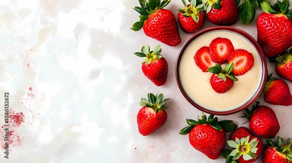 Bowl of creamy oatmeal placed centrally with a scattering of oats around for a simple breakfast-themed background Bowl of creamy oatmeal placed centrally with a scattering of oats around for a simple breakfast-themed background