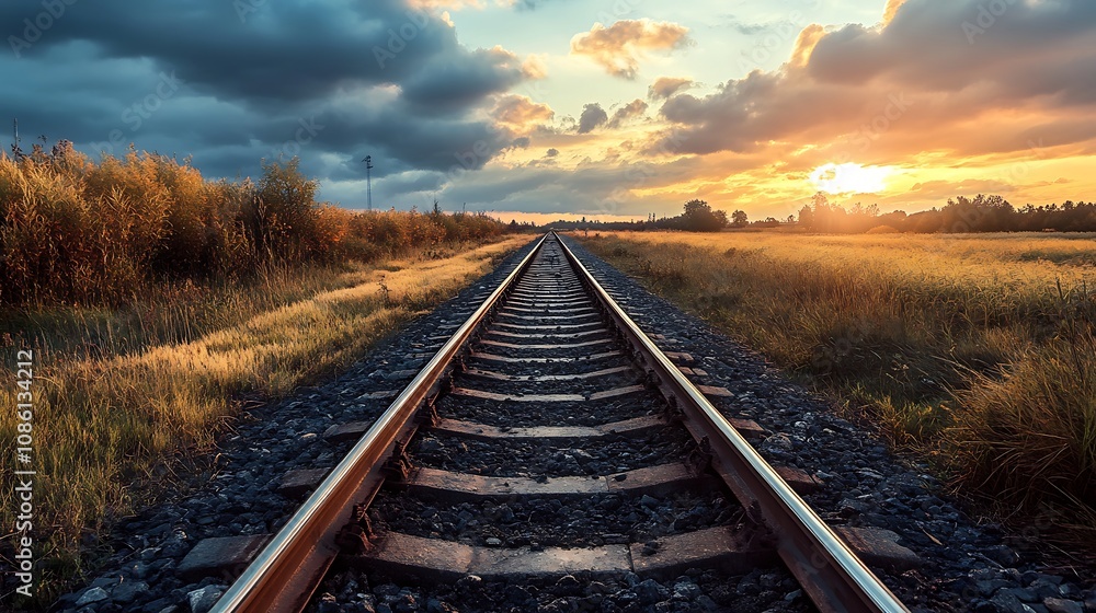 Railroad Tracks at Sunset Railroad Tracks at Sunset