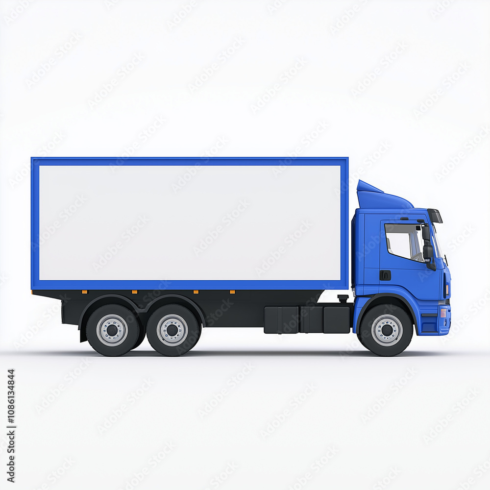 Blue and White Delivery Truck 3D Illustration with Copy Space Blue and White Delivery Truck 3D Illustration with Copy Space