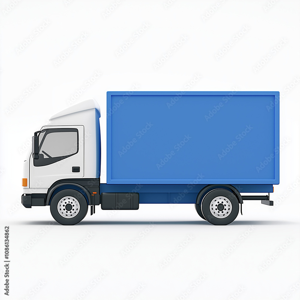 Blue and White Delivery Truck 3D Illustration with Copy Space Blue and White Delivery Truck 3D Illustration with Copy Space