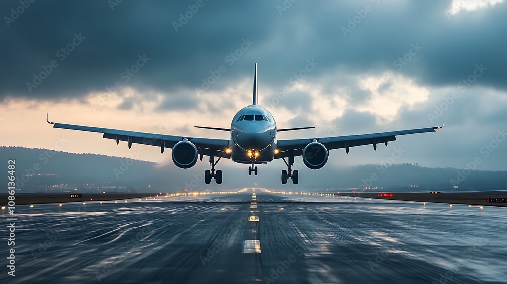 Airplane Landing on Runway Airplane Landing on Runway