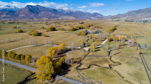 Wallpaper Mural landscape in the mountains, aerial of fields and mountains, perspective, farm country from above Torontodigital.ca