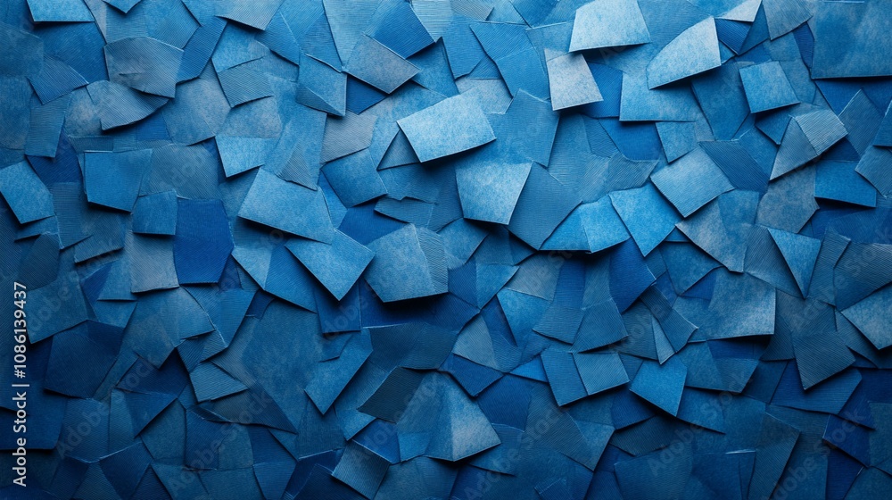 Abstract blue geometric background with overlapping paper shapes creating a dynamic, textured surface. Artistic design for modern presentations. Abstract blue geometric background with overlapping paper shapes creating a dynamic, textured surface. Artistic design for modern presentations.