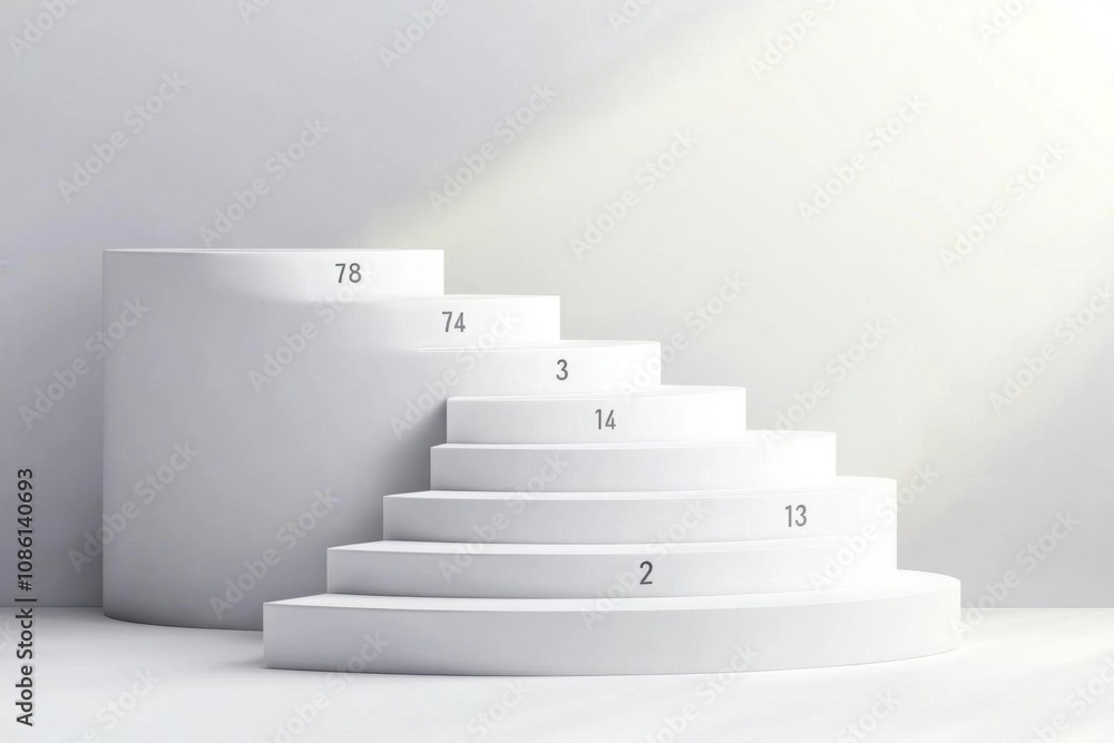 Obraz premium White Circular Steps - Minimalist Abstract Design