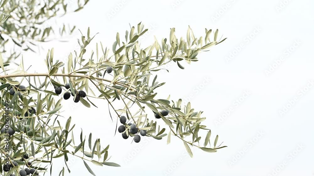 Ripe Olive Tree Branch in Sunny Orchard. Close-up of ripe black olives on a tree branch with a blurred orchard and hills in the background.
Ripe Olive Tree Branch in Sunny Orchard. Close-up of ripe black olives on a tree branch with a blurred orchard and hills in the background.