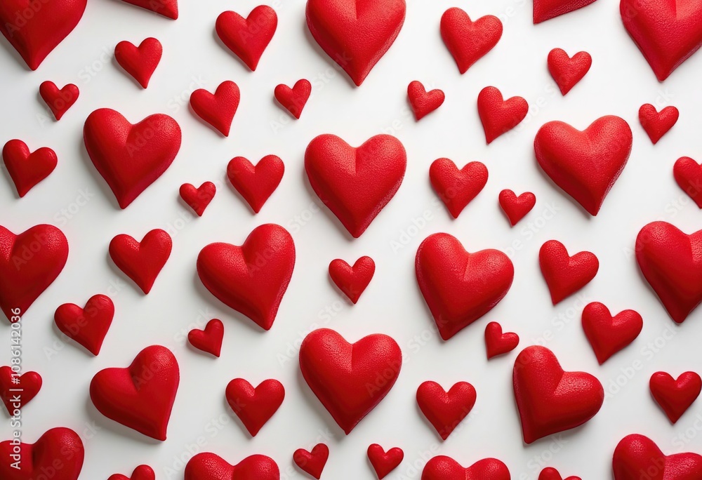 Red hearts pattern on a light background, Valentine's Day concept. Romantic, delicate background or pattern.
Red hearts pattern on a light background, Valentine's Day concept. Romantic, delicate background or pattern.