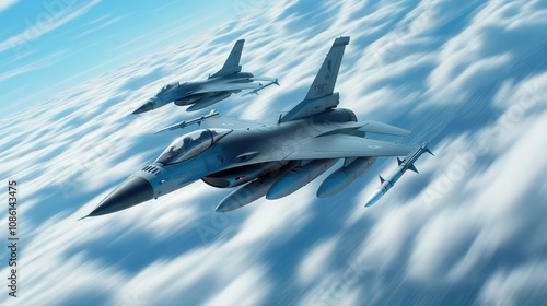 Fighter Jets Fly Through Clouds During a Strategic Morning Air Operation