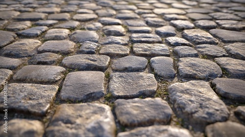 Cobblestone Path: A Close-Up View of Rustic Texture