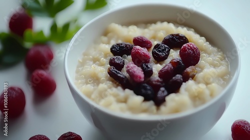 Close view of creamy porridge , creating a soft, inviting food background