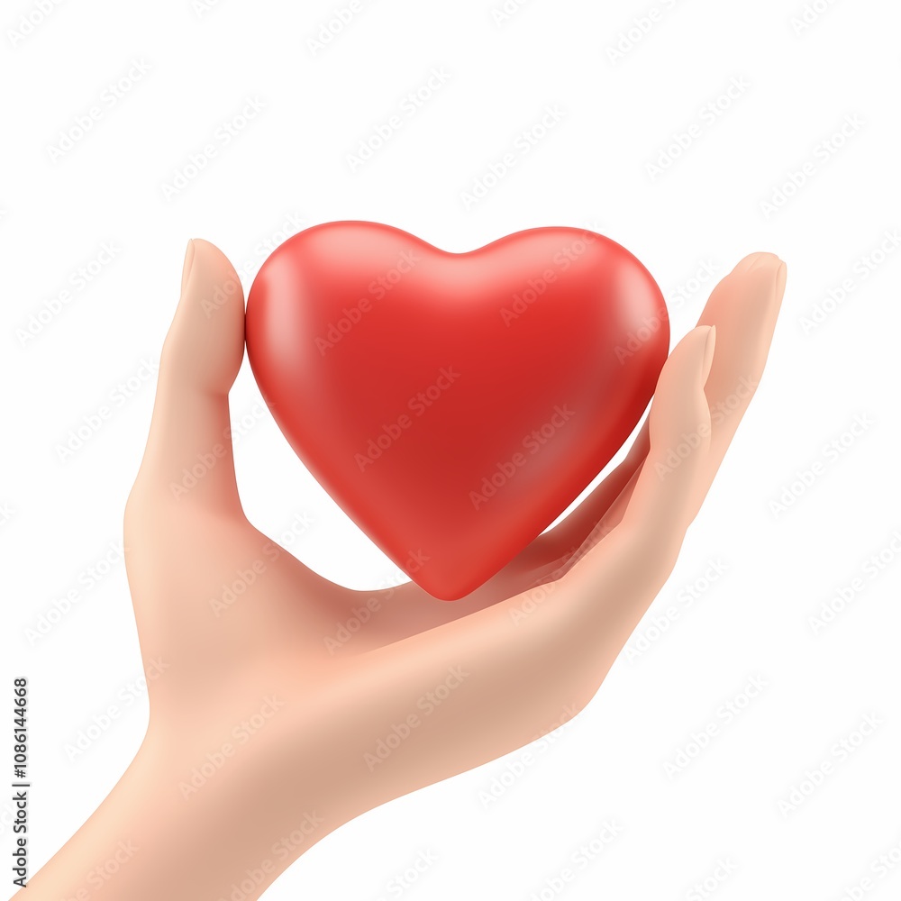 3d hand holding a red heart symbol, representing love, care, and kindness. suitable for health, charity, and support-related concepts 3d hand holding a red heart symbol, representing love, care, and kindness. suitable for health, charity, and support-related concepts