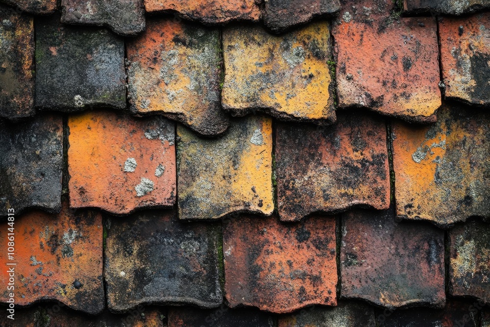 Weathered Roof Tiles: A Tapestry of Time and Nature Weathered Roof Tiles: A Tapestry of Time and Nature