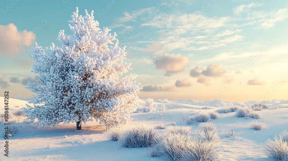 Snowy Landscape Winter Tree Snowy Landscape Winter Tree
