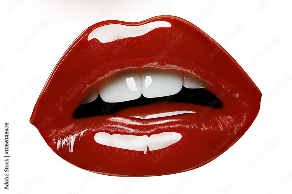 Fototapeta premium res lips isolated on white, png