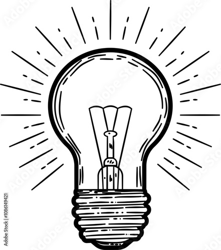 Vintage light bulb engraving style hand drawn vector