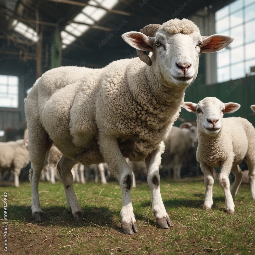 Countryside view with sheeps. Rural nature animals farm. Countryside view with sheeps. Rural nature animals farm.