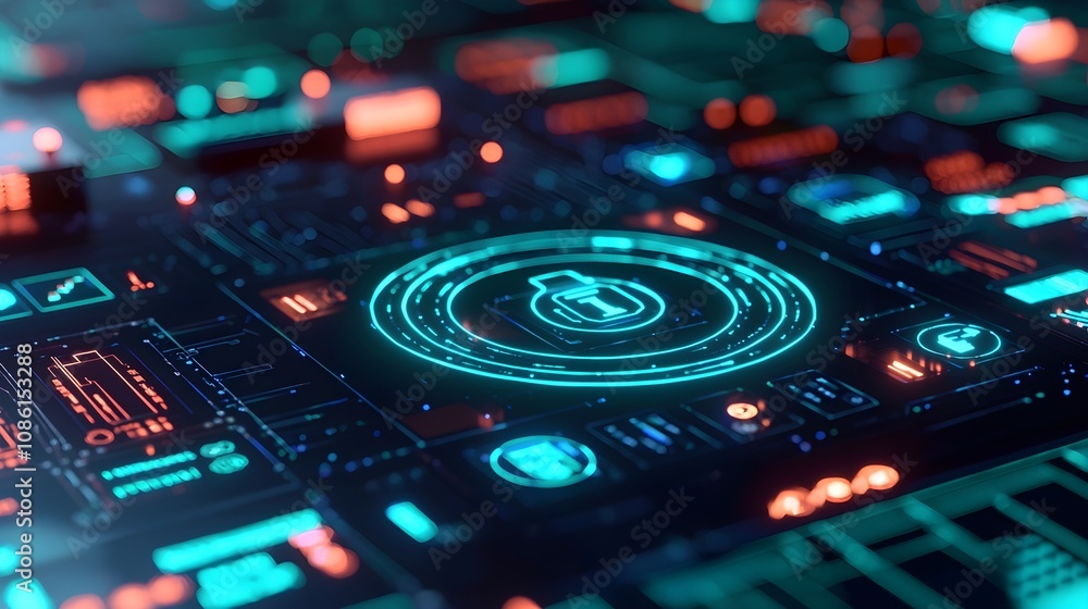 Futuristic Interface Lock Icon Futuristic Interface Lock Icon
