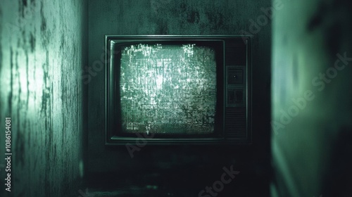 Static Television in a Grungy Room photo